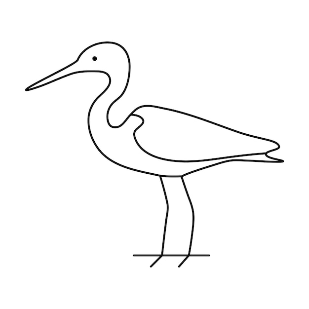 Heron bird single line drawing with bird line art vector design