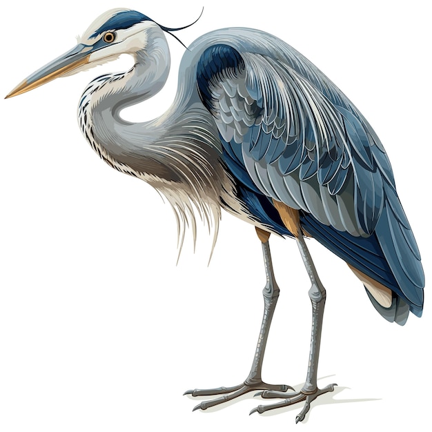 Icona di cartone animato heron isolata su sfondo trasparente per il designer