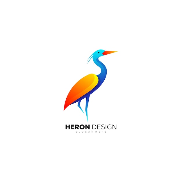 Heron color logo design gradiente colorato