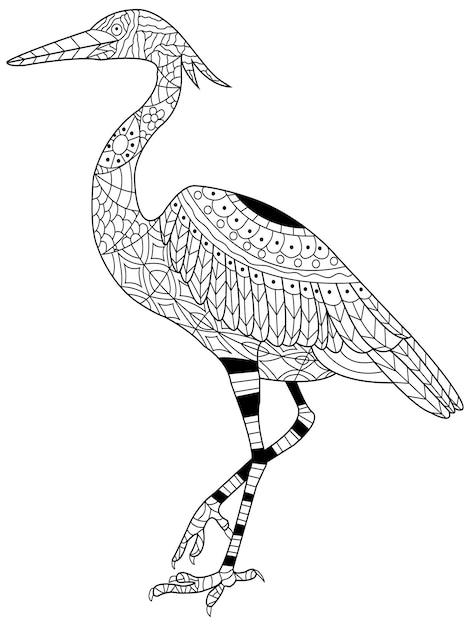 Heron coloring vector for adults