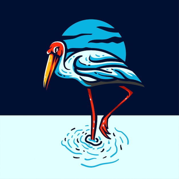 Heron mascot logo illustration