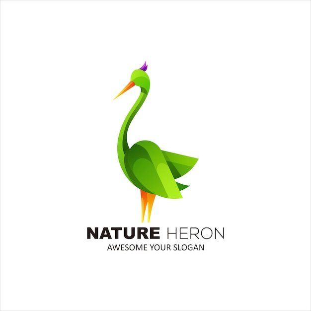 heron natural colorful logo vector