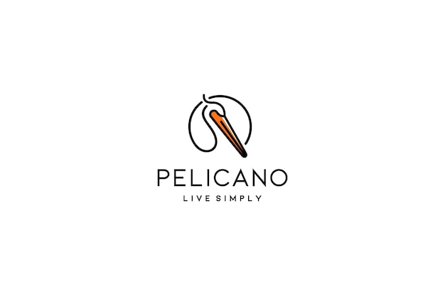 heron pelican stork vector logo in monoline or line art style