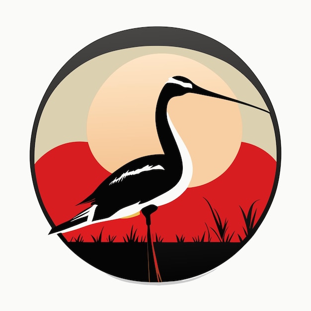 Heron stork vogel dier cartoon sticker