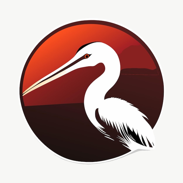 Vector heron stork vogel dier cartoon sticker