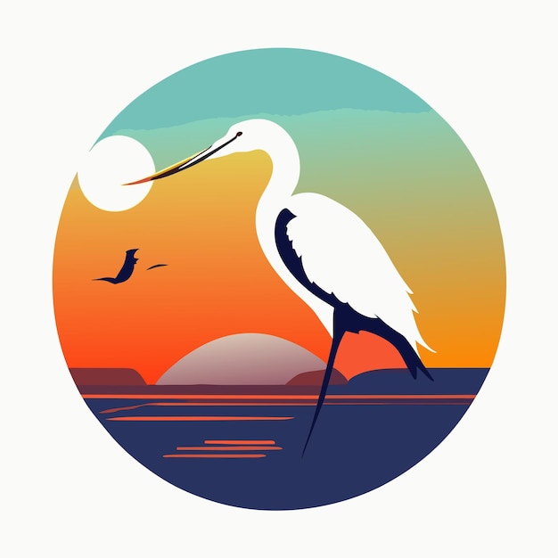 Heron stork vogel dier cartoon sticker