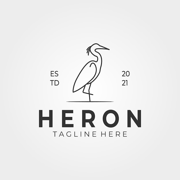 Vector heron with line art style logo vintage vector illustration design print for tshirt icon and symbol