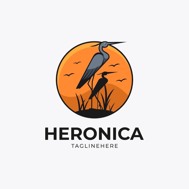 Heronica illustration logo template