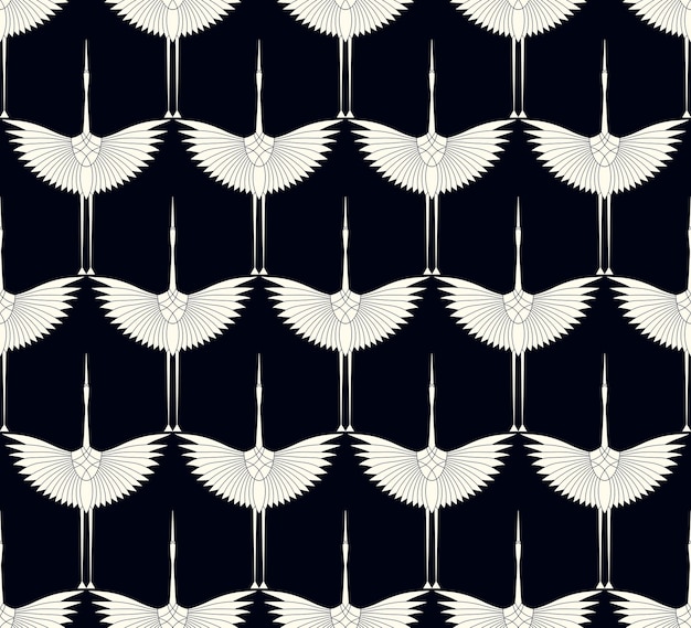 Herons in Art Deco style Seamless Pattern for interior decoration textile Fashionable home decor