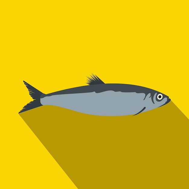 Herring icon in flat style with long shadow sea and ocean symbol