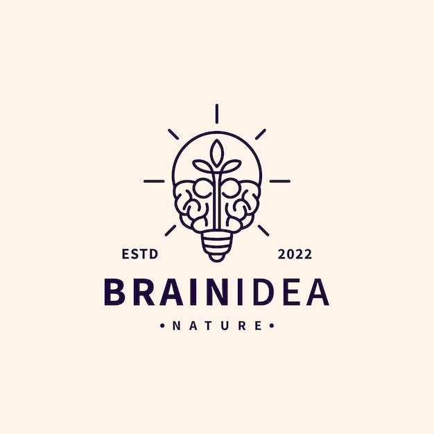 Hersenbol en blad pictogram logo ontwerp voor denk brein idee illustratie 3