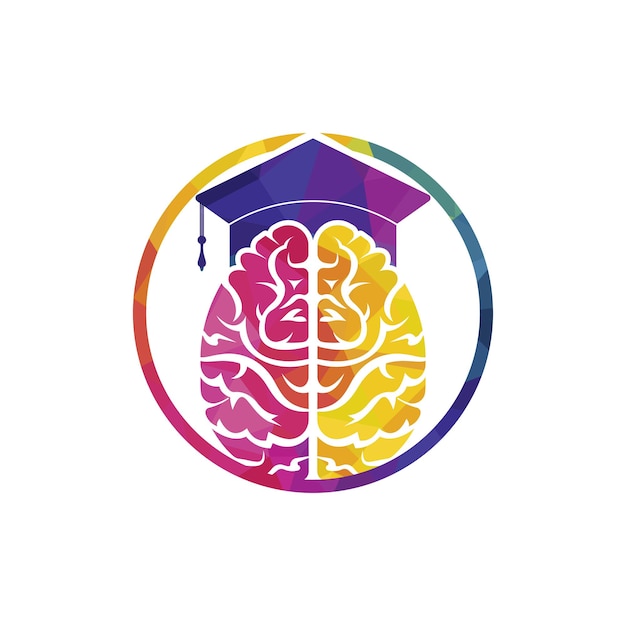 Hersenen en afstuderen GLB vector pictogram logo ontwerp