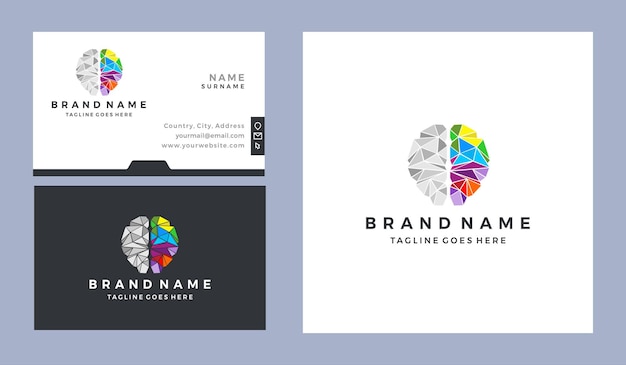 Hersenen logo-ontwerp en visitekaartjesjabloon