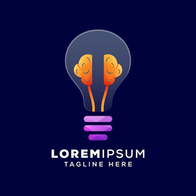 Hersenen met lamp slim logo of logo
