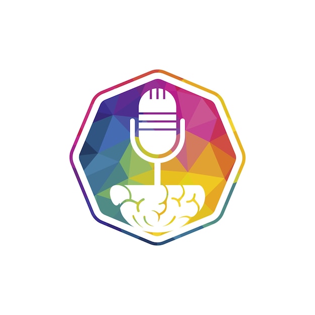 Hersenen podcast vector logo ontwerp