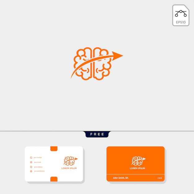 Vector hersenen premium logo sjabloon, visitekaartjesjabloon omvatten