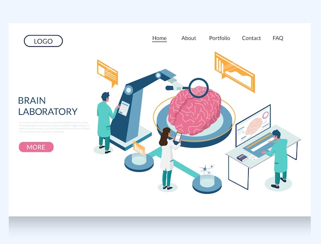 Hersenlaboratorium vector website bestemmingspagina ontwerpsjabloon