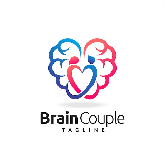 Hersenpaar logo met liefde concept