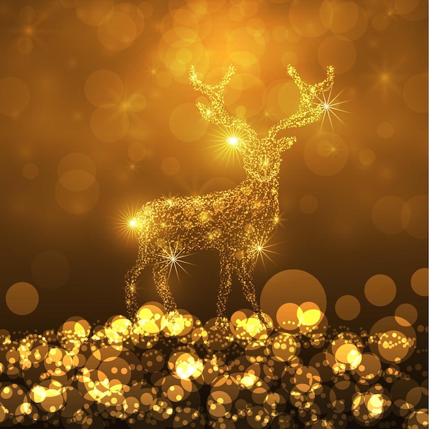 Herten gouden kleur achtergrond en Gelukkig Nieuwjaar vectorillustratie