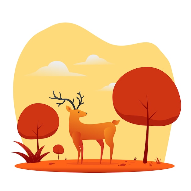 Herten met herfst illustratie