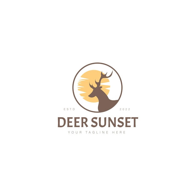 Herten met zonsondergang logo ontwerp pictogram illustratie