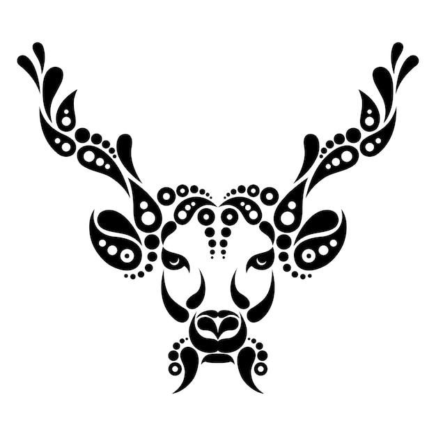 Herten tatoeage, symbool decoratie illustratie. Patroon in de vorm van een hert
