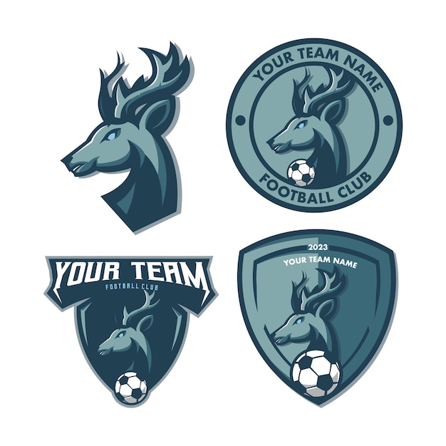 Vector herten voetbal logo set