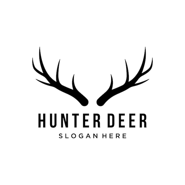 Hertengewei en vintage hertenkop logo sjabloonontwerpLogo voor badgedeer hunteradventure en dieren in het wild