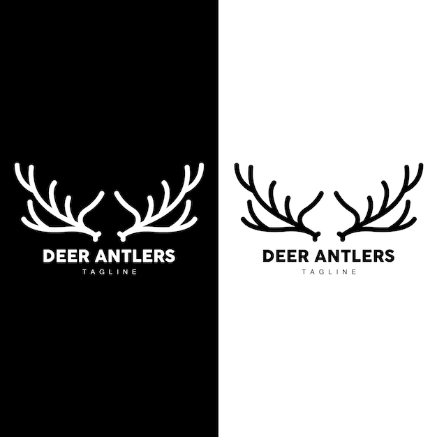 Vector hertenhoorn logo ontwerp hoorn dierlijke illustratie minimalistisch eenvoudig symboolpictogram
