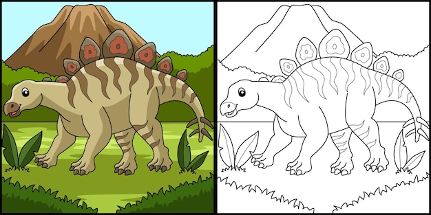 Hesperosaurus Dinosaur Coloring Page Illustration