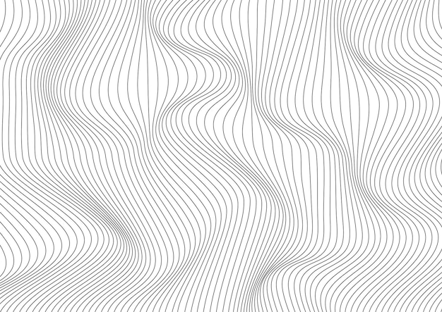 Het abstracte zwarte patroon van golf dunne gebogen lijnen op witte achtergrond en textuur.