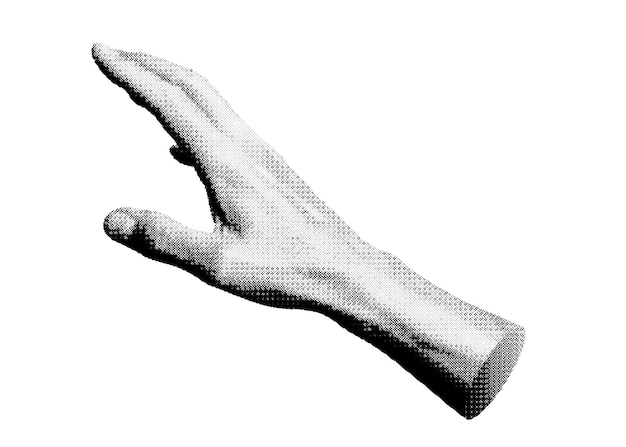 Het bereiken van het vangen van het strekken naar iets aanraken Halftone stijl vector geïsoleerd op wit