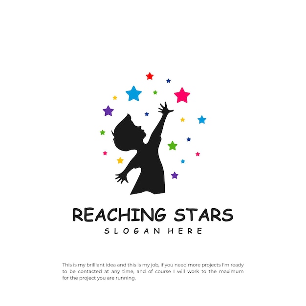 Het bereiken van sterren Logo ontwerpsjabloon Dream star logo vector embleem kleurrijke creatieve pictogram symbool