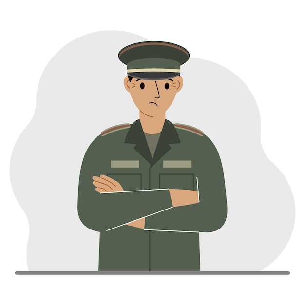 Het beroep van een soldaat Een man in militair uniform Leger en militair concept Vector