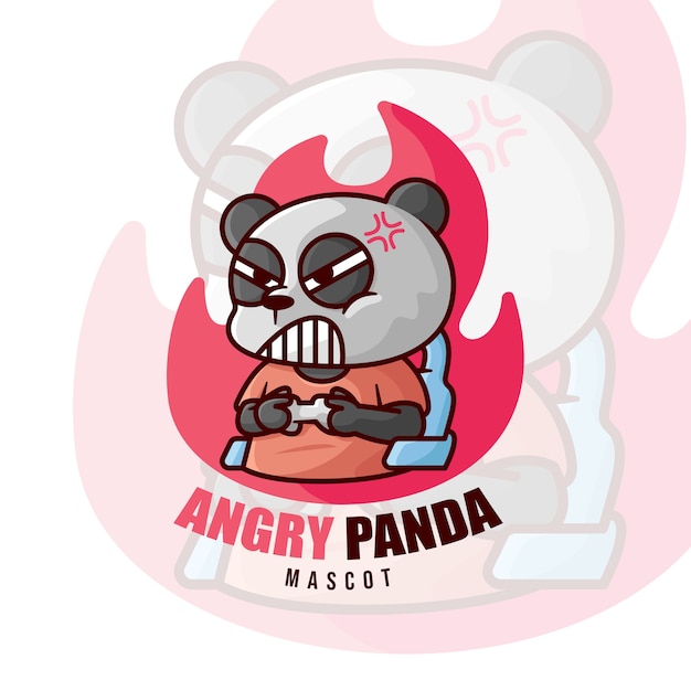 Het boze panda gaming mascot-logo