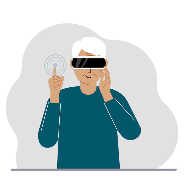 Het concept van augmented of extended reality. Man met 3D-bril of virtual reality-headset.