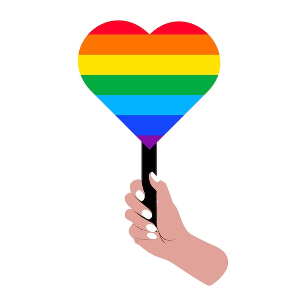 Het concept van lgbt-hand met een hartsymbool van liefde en gelijkheid