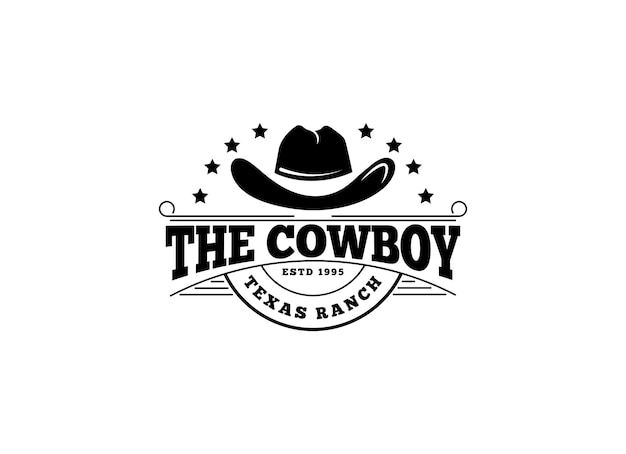 Het cowboy-logo in vintage stijl. hoed cowboy logo vector.