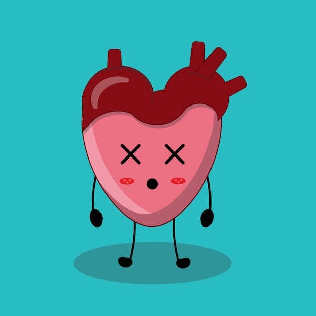 Het Dizzy Heart Character Vector Design is een speelse en grillige illustratie