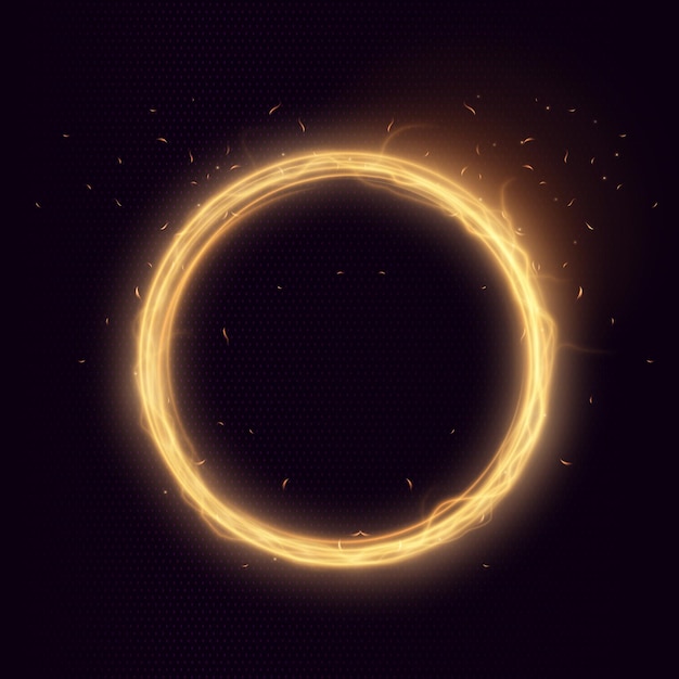 Het effect van abstracte gouden lichtcirkels op een transparante achtergrond Gouden frame met voor tekst