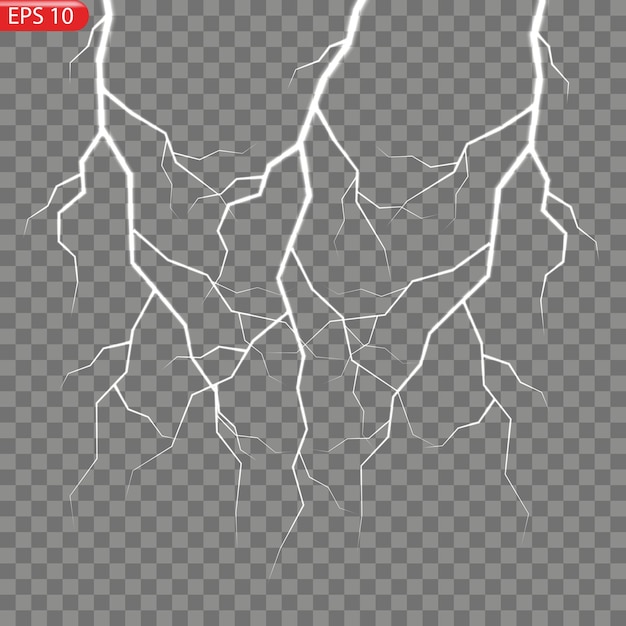 Het effect van bliksem en verlichting set van ritssluiters onweer en bliksem symbool van natuurlijke