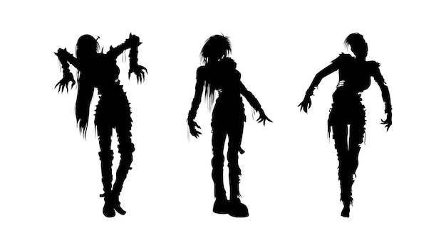 Het enge silhouet van het zombiemeisje