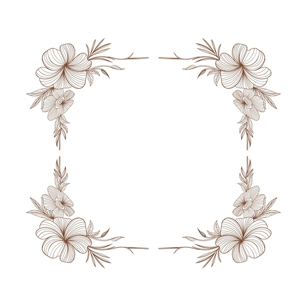 Vector het frame van bloemen met de bladeren en bloemen