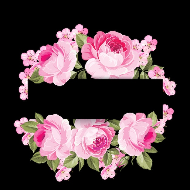 Het frame van blooming rose garland.