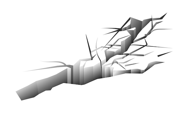 Vector het gebarsten spoor van de grondaardbeving op witte achtergrond