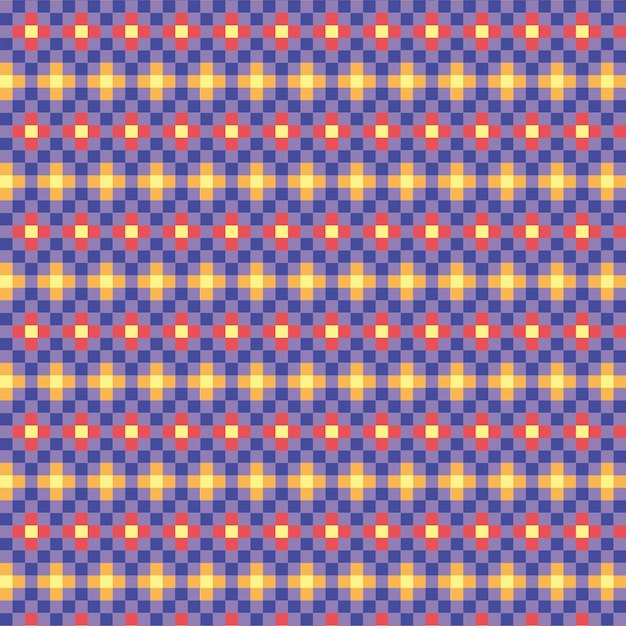 Het gele roze en paarse patroon van bloemenpixels