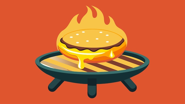 Vector het geluid van sizzling als een baleada is p op de grill het opwarmen van de kaas en het smelten in een