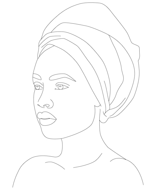 Het gezicht is één regel Abstract portret van een Afro-Amerikaanse vrouw