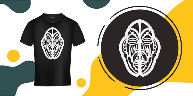 Het gezicht van een indiaan in de vorm van maori-patronen overzicht voor t-shirts kopjes vlaggen telefoonhoesjes en prints vectorillustratie