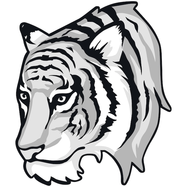 Het gezicht van een tijger wordt getoond met het woord tijger erop.